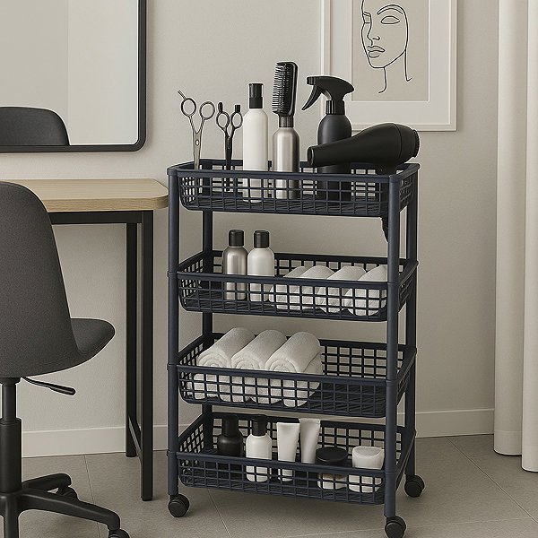 Shelving Unit DOCHTMANN Mobile storage trolley 4 shelves 46,5 × 26 × 78,8 cm, grey ...