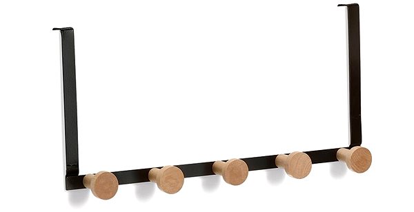 Fogas Zeller Ajtóra akasztható fogas, 5 kampó, fekete, 37,5×9×18 cm ...