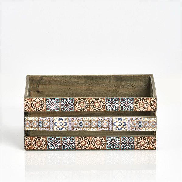 Úložný box ZELLER Dřevěná bedýnka dekor mozaika 32 × 22 × 13,5 cm ...