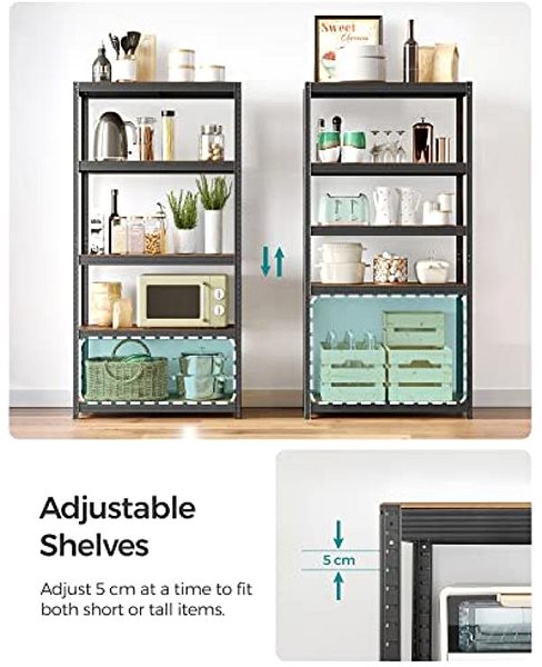 Shelving Unit SONGMICS Shelf 5 shelves, industrial, 180 × 90 × 40 cm, brown-black ...