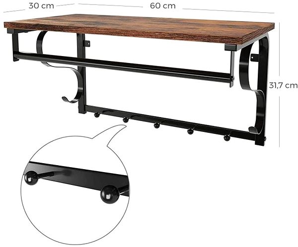 Vešiak na kabáty Build & Trade & Innovative Vešiak s policou na stenu ...