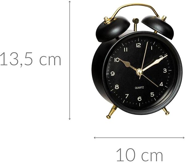 Alarm Clock Atnosphera Alarm Clock with Gold Hands, Black.