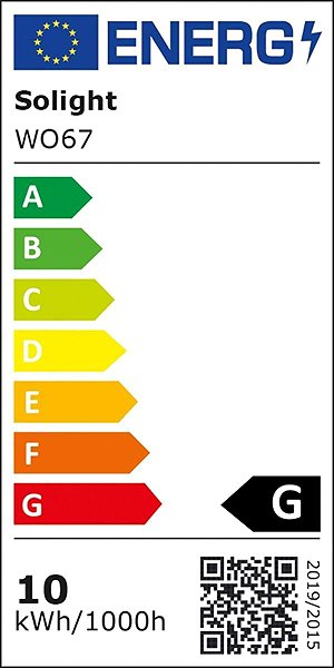 Solight LED dimmbare Tischleuchte mit RGB-Hintergrundbeleuchtung, 10 W, 600 lm, Fernbedienung Energielabel