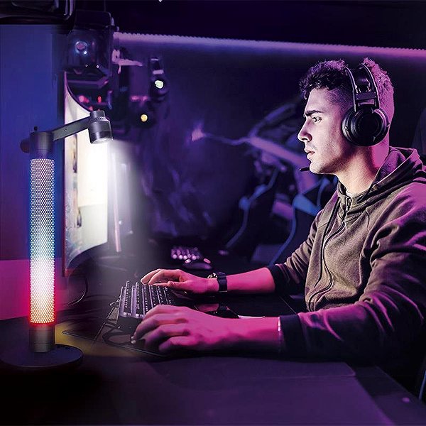 Solight LED dimmbare Tischleuchte mit RGB Hintergrundbeleuchtung, 10 W, 600 lm, Fernbedienung Lifestyle
