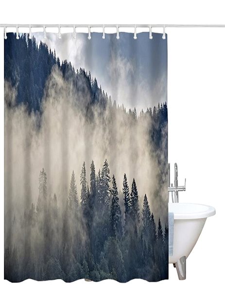Sprchový závěs 4sleep Sprchový závěs 180 × 200 cm, les, modrobílý ...