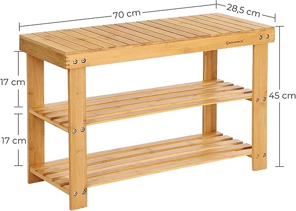 Shoe Rack SONGMICS Bamboo shoe rack 3 shelves natural 70 × 45 cm ...