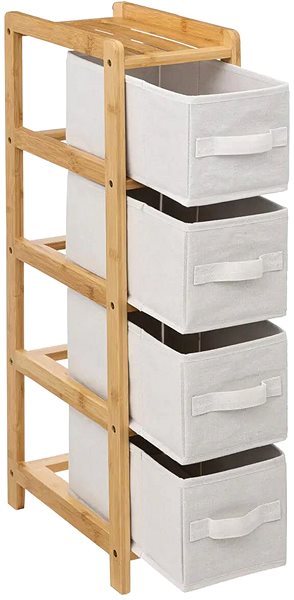 Shelving Unit 5five Simply Smart Bamboo shelf Tidy with 4 fabric baskets 78,5 cm ...