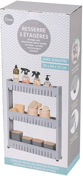Shelving Unit DOCHTMANN Bathroom shelf - narrow, grey, plastic, 54 × 72 × 12 cm ...