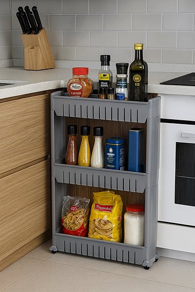 Shelving Unit DOCHTMANN Bathroom shelf - narrow, grey, plastic, 54 × 72 × 12 cm ...