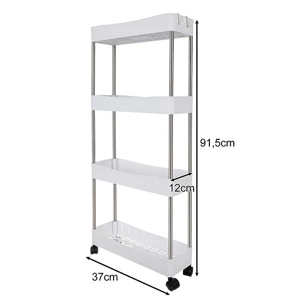 Shelving Unit Ruhhy 24291 Shelf on wheels, 4 shelves, white ...