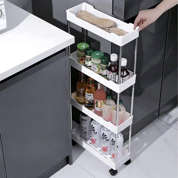 Shelving Unit Ruhhy 24291 Shelf on wheels, 4 shelves, white ...