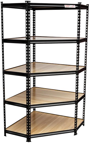 Shelving Unit AHProfi Corner shelving unit, 5 shelves, 90 × 90 × 183 cm ...