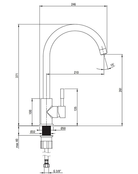 Tap Deante Lima satin finished - Sink mixer ...