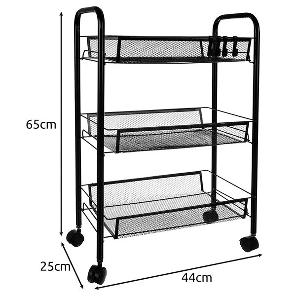 Shelving Unit Ruhhy 24749 Shelf on wheels, metal, 3 shelves, black ...