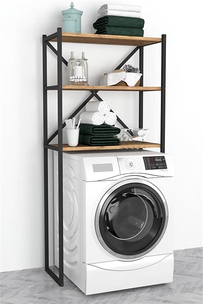 Shelving Unit Cheapest furniture Shelf above washing machine EKSPERT, pine, black ...