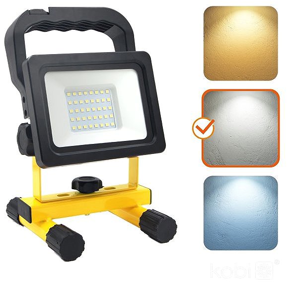LED Reflector KOBI Rechargeable LED spotlight TIGRA B 20W 4000K IP54 ...