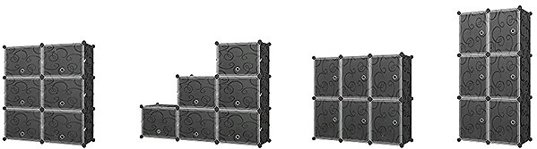 Shelving Unit Hogler 3419 Variable shelving system 12 modules, 140 × 47 × 175 cm, black and white ...