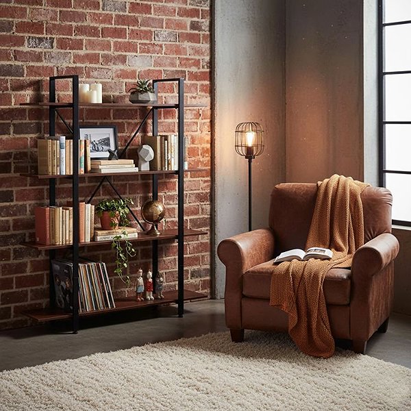 Shelving Unit ModernHome S-04A Industrial style shelf, 4 shelves, 105 × 140 cm, brown ...