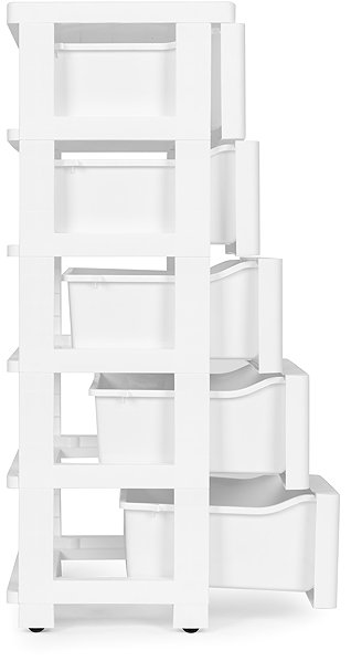 Shelving Unit ModernHome PJJCBS0024-05B Storage shelf with 5 drawers on castors, 75 × 27 × 39 cm, white ...