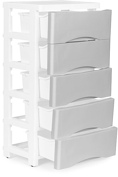 Shelving Unit ModernHome PJJCBS0024-05A Storage shelf with 5 drawers on castors, 75 × 27 × 39 cm, grey ...