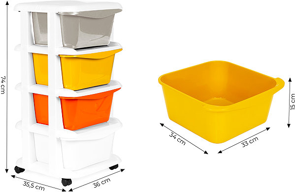 Shelving Unit ModernHome PJJCBS0012-04A Storage shelf with 4 drawers on castors ...