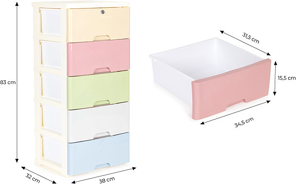 Shelving Unit ModernHome PJJCBS0022-05A Shelf with 5 pull-out drawers on castors, 83 × 32 × 38 cm ...