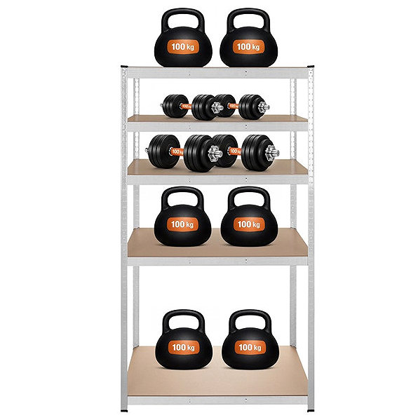 Shelving Unit Bigstren 27509 Metal storage rack, 5 shelves, 180 × 100 × 60 cm, silver ...