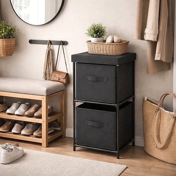 Shelving Unit DOCHTMANN Storage organizer with two drawers 31 × 57 × 31 cm ...