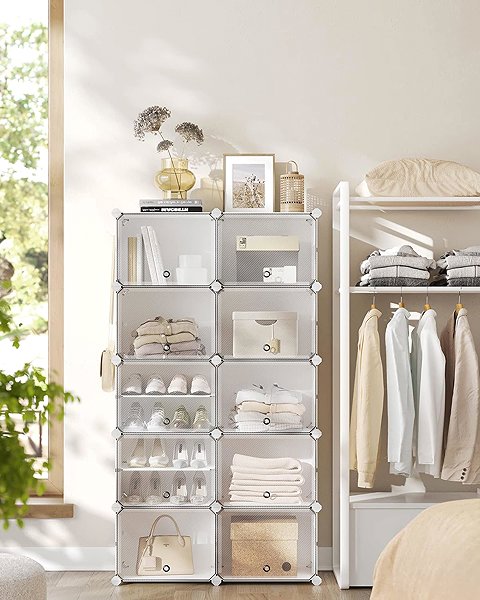 Shoe Rack Songmics Lux modular shoe rack with 10 doors, clear/white ...