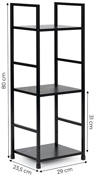 Shelving Unit ModernHome CWJ302480L Wooden shelf with metal frame and 3 shelves, black ...