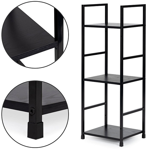 Shelving Unit ModernHome CWJ302480L Wooden shelf with metal frame and 3 shelves, black ...
