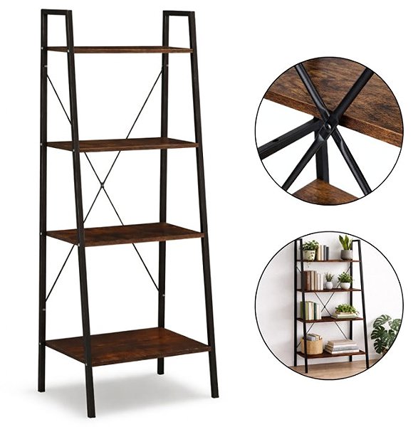 Shelving Unit Camerazar Loft multifunctional shelf, 4 levels, dark brown/black ...