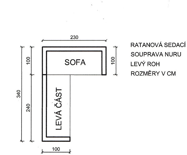 FaKOPA Nuru Corner Sofa Armchair, Left Corner Technical Drawing