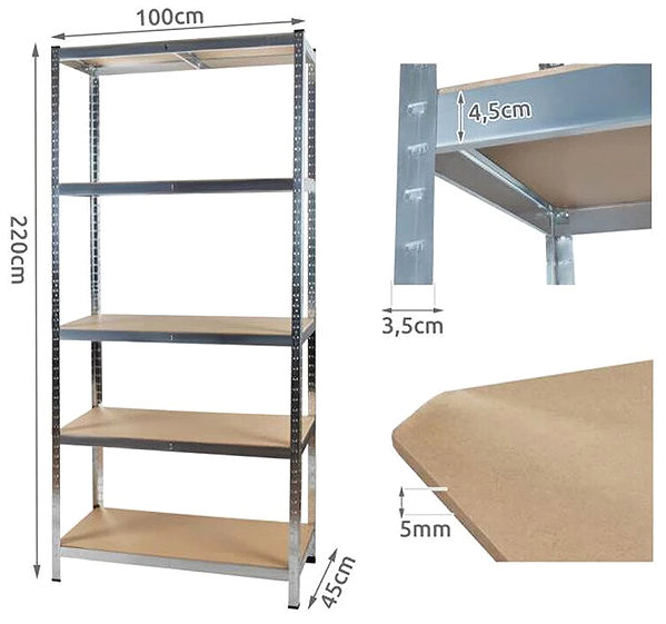 Shelving Unit Malatec 2721 Shelf 220 × 100 × 45 cm ...
