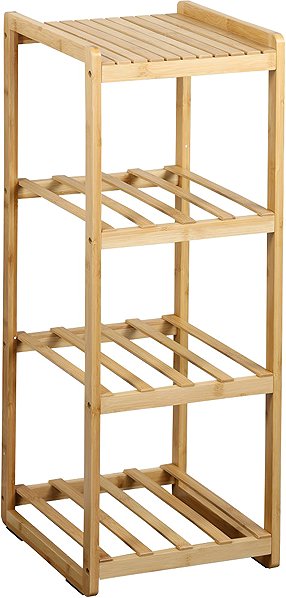 Shelving Unit KESPER Bamboo shelf with three storage boxes 29,5 × 33,5 × 87 cm ...