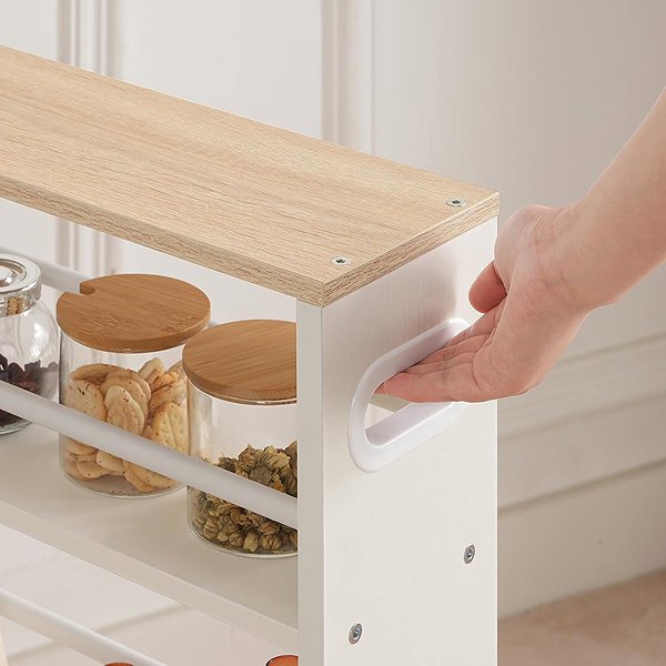 Shelving Unit Vasagle Tonari Narrow mobile kitchen shelf 45 cm white/brown ...
