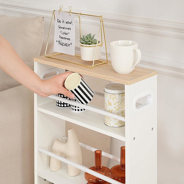 Shelving Unit Vasagle Tonari Narrow mobile kitchen shelf 45 cm white/brown ...