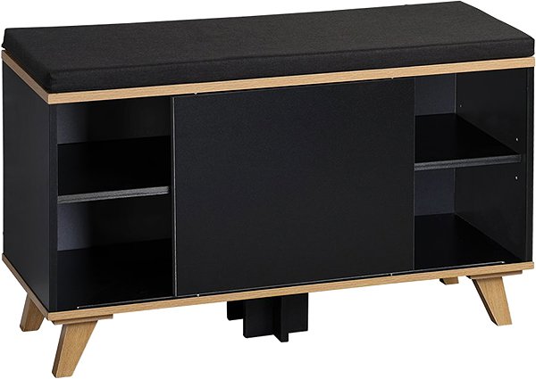 Shoe Rack KESPER Modern shoe rack with seat, black 77 × 30 × 48 cm ...