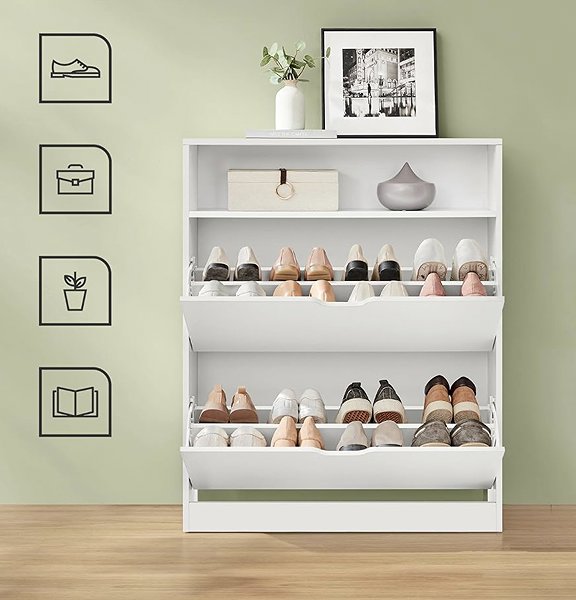 Shoe Rack Houseland Vasagle Cast Shoe rack 80 cm white ...