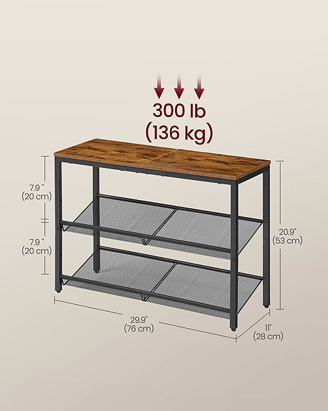 Shoe Rack VASAGLE Vintage shoe rack 3 shelves adjustable 28 × 75 × 53 cm ...