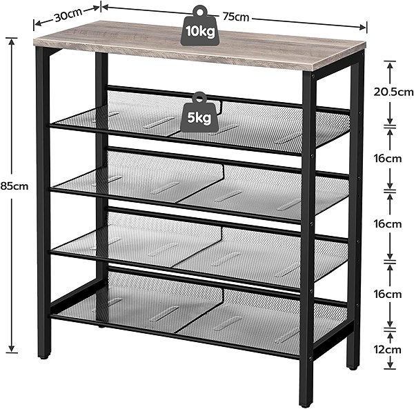 Shoe Rack Songmics and Vasagle Ormio 85 cm, black and grey ...