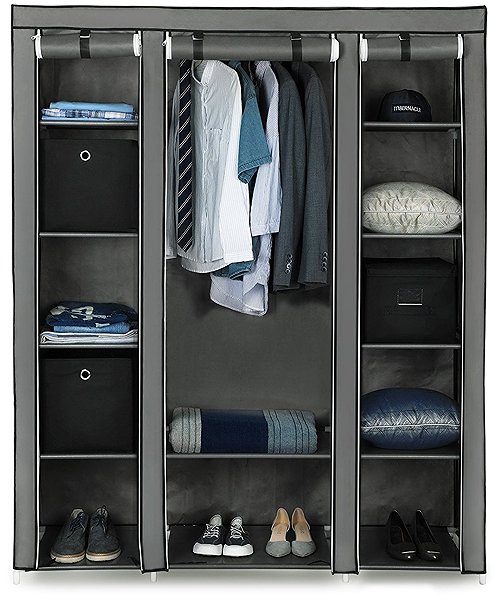 Songmics and Vasagle Snan fabric wardrobe, grey.