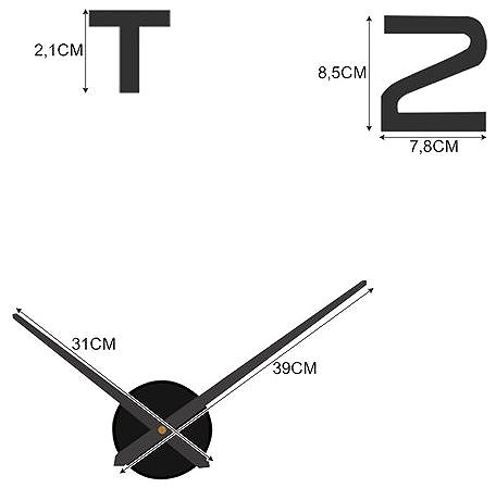 Wall Clock Ruhhy 28335 Design 3D sticker clock 60-130 cm, black ...