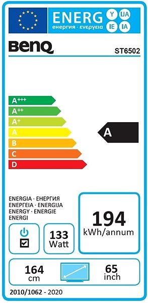 Nagyformátumú kijelző 65“ BenQ ST6502 Energia címke