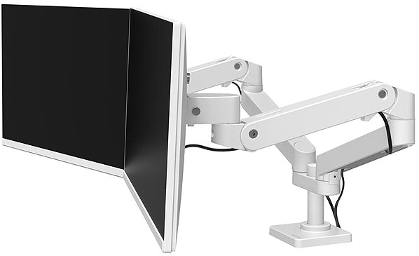 Monitorhalterung ERGOTRON LX Pro Dual Side-by-Side Arm, Tisch-Doppelarmhalterung für 2 Monitore, weiß ...