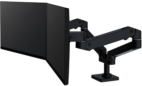 Monitor Arm ERGOTRON LX Pro Dual Side-by-Side Arm, desktop dual arm mount for 2 monitors, black ...