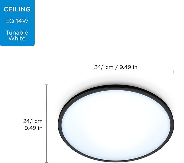 Ceiling Light WiZ Tunable White SuperSlim Ceiling Light 14W Black Technical draft