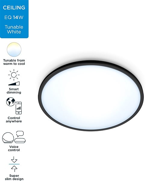 Ceiling Light WiZ Tunable White SuperSlim Ceiling Light 14W Black Features/technology