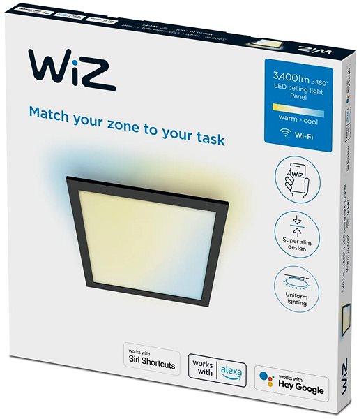 Deckenleuchte WiZ Panel Tunable White 36 Watt - quadratisch - schwarz ...