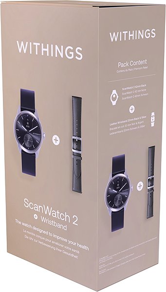 Smart Watch Withings ScanWatch 2 42mm Black with leather strap ...